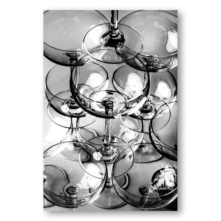 Champagne Elegance Monochrome Photography Print