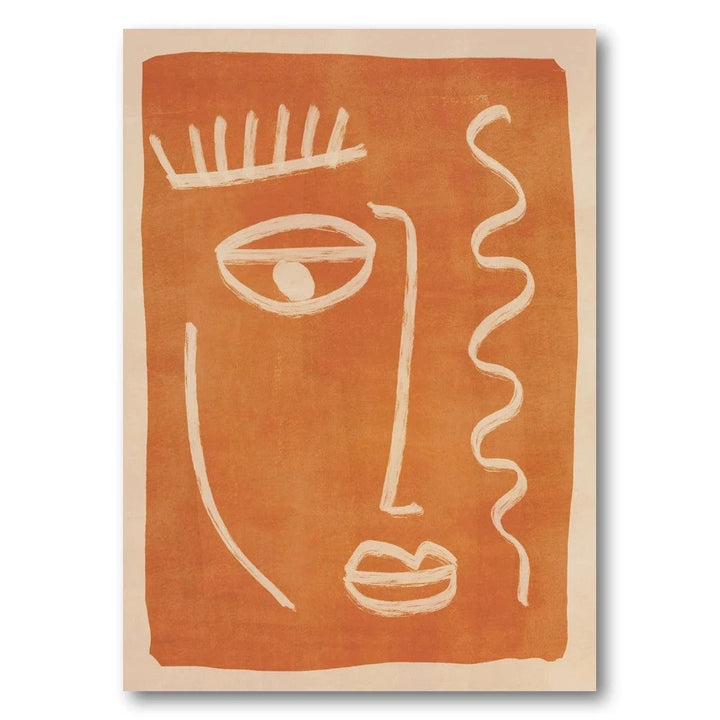 Terracotta Whimsy Face Art Print