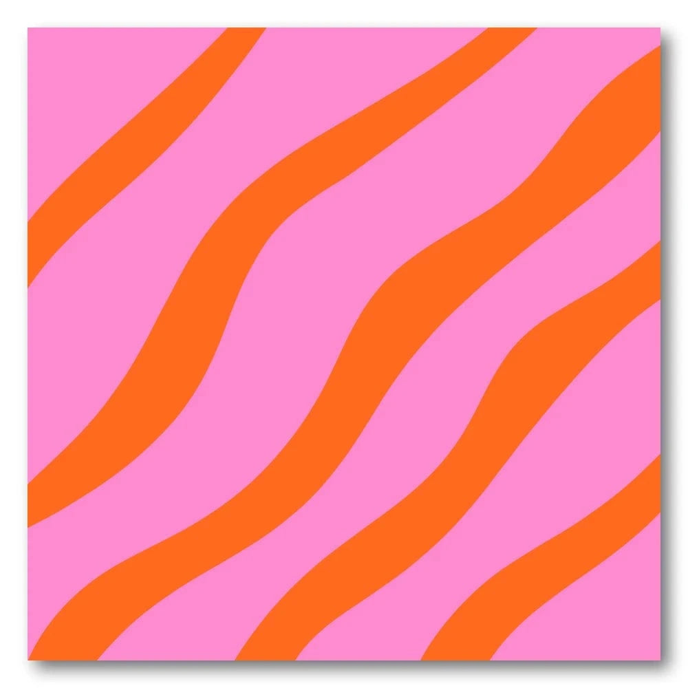 Curved Orange Waves on Pink Art Print