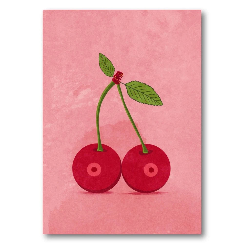 Cherries on Pink Art Print