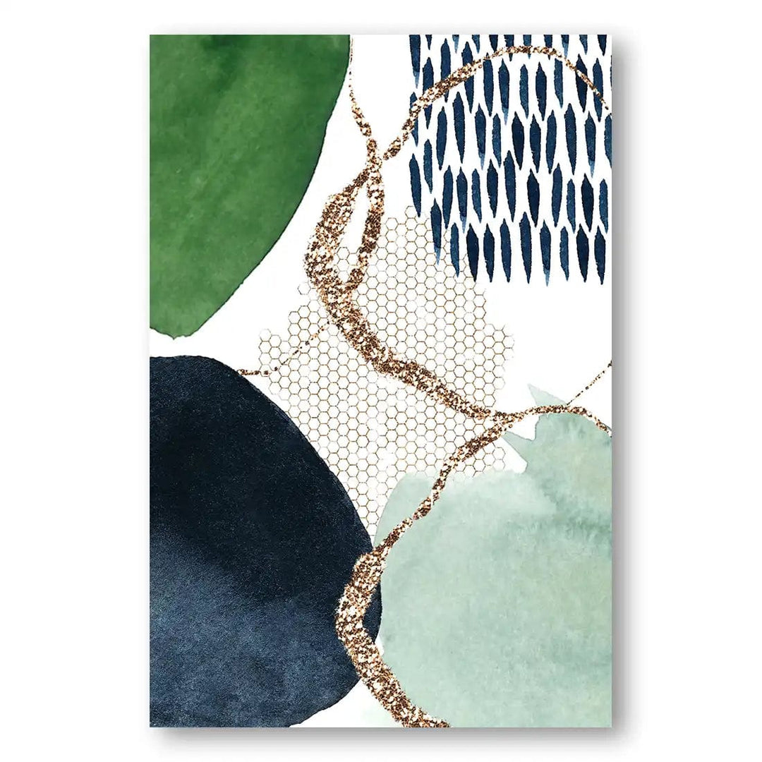 Colour Splash Green, Blue & Black Abstract Art Print 3