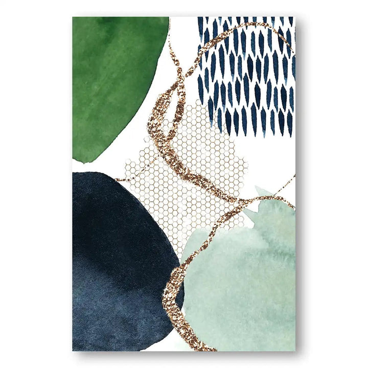 Colour Splash Green, Blue & Black Abstract Art Print 3