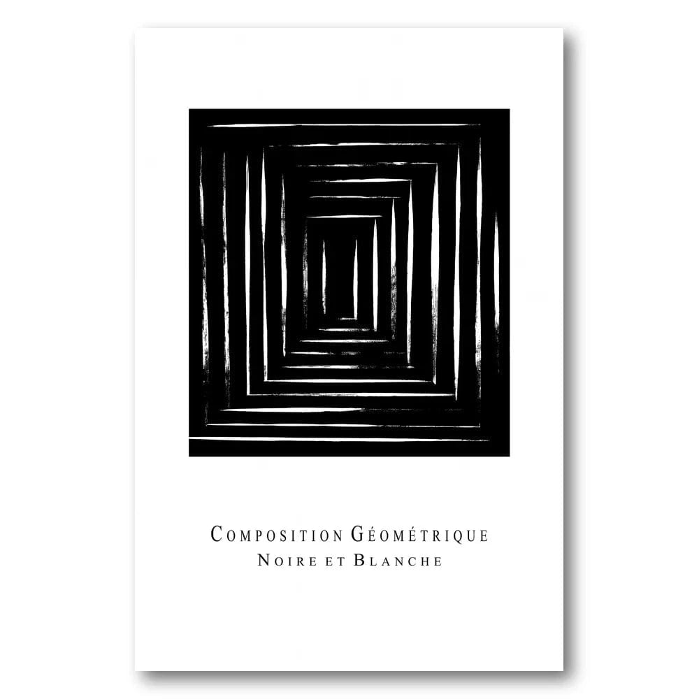 Monochrome Geometric Echo Art Print