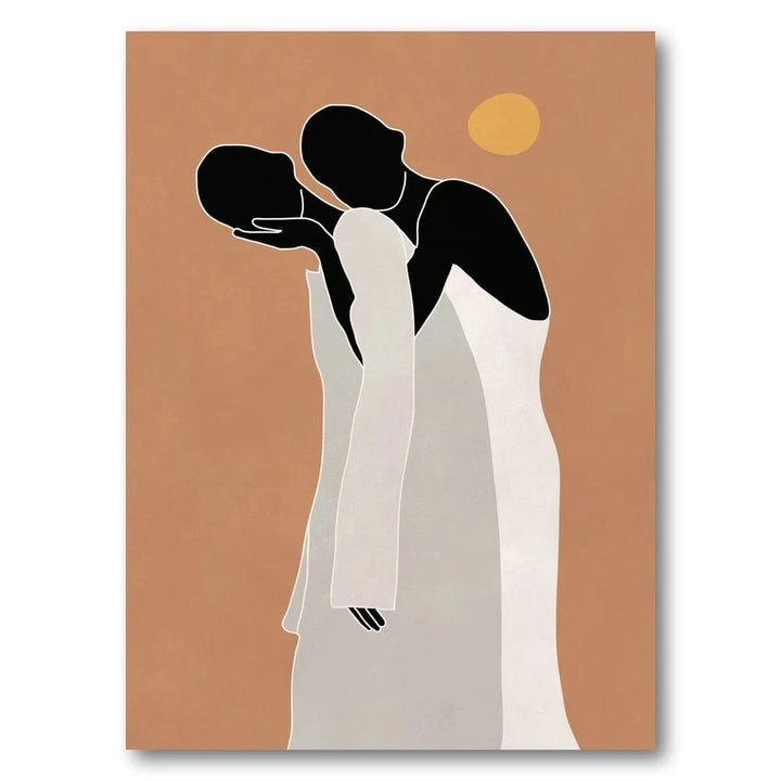 Silhouette Embrace Harmony Art Print