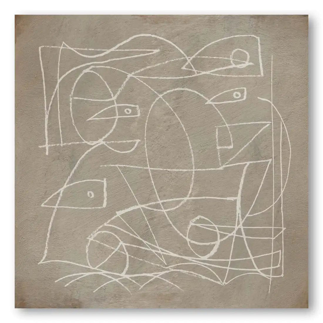 Faces in Neutral Abstract Art Print