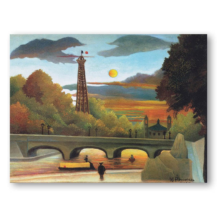 Seine and Eiffel Tower at Sunset by Henri Rousseau Art Print