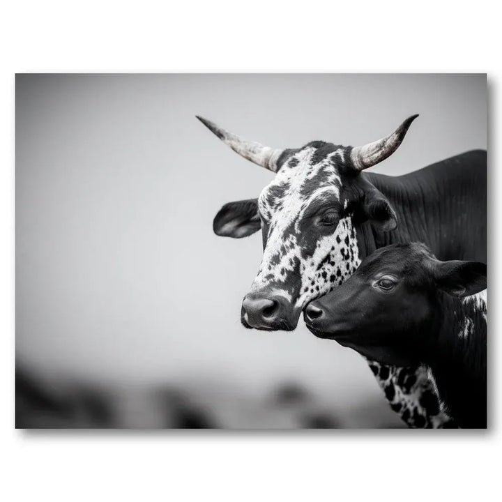 Tender Bond: Nguni Cow and Calf Art Print