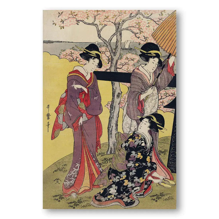 Japanese Women viewing Cherry Blossoms Art Print