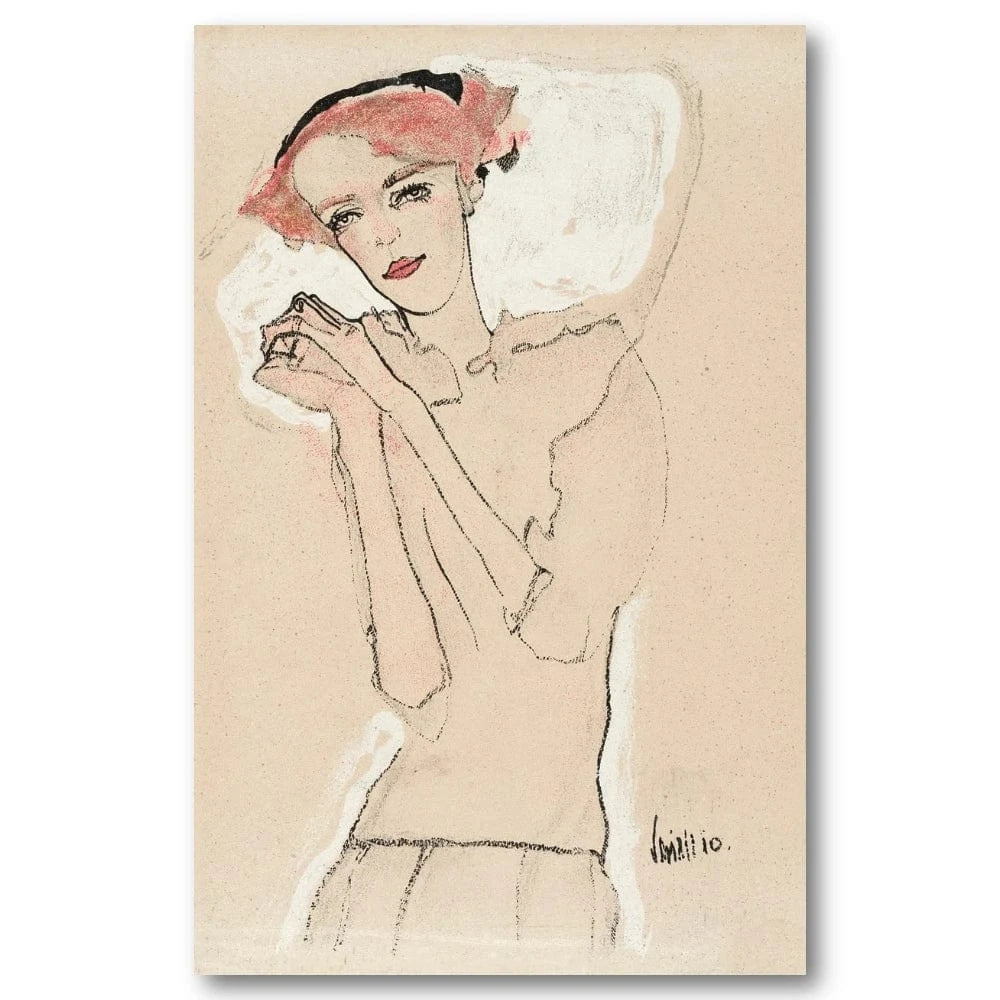 Portrait of a Woman by Schiele Art Print