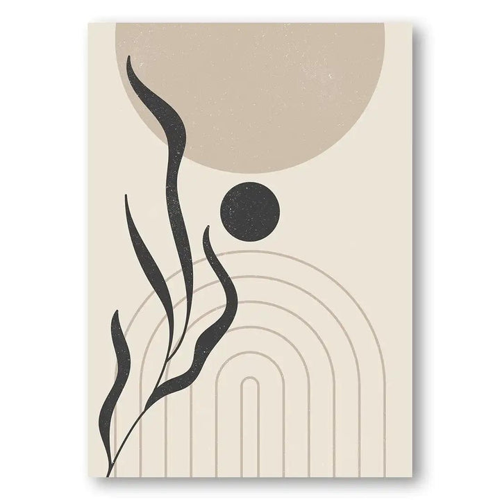 Soft Beige Boho Floral Abstract Art Print 3