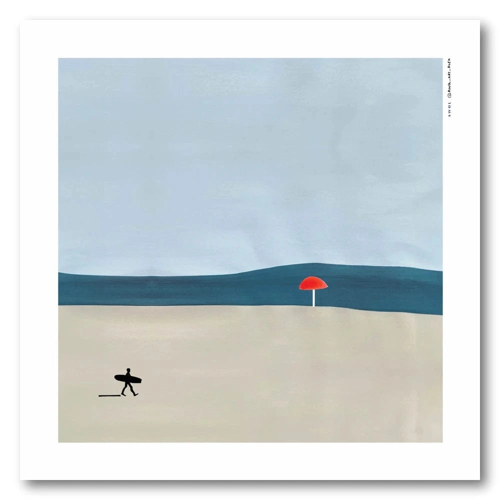 Surfers Tranquil Beachscape Art Print