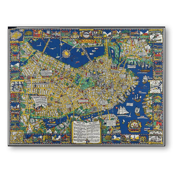 The Colour of an Old City A Map of Boston Decorative and Historical Art Print