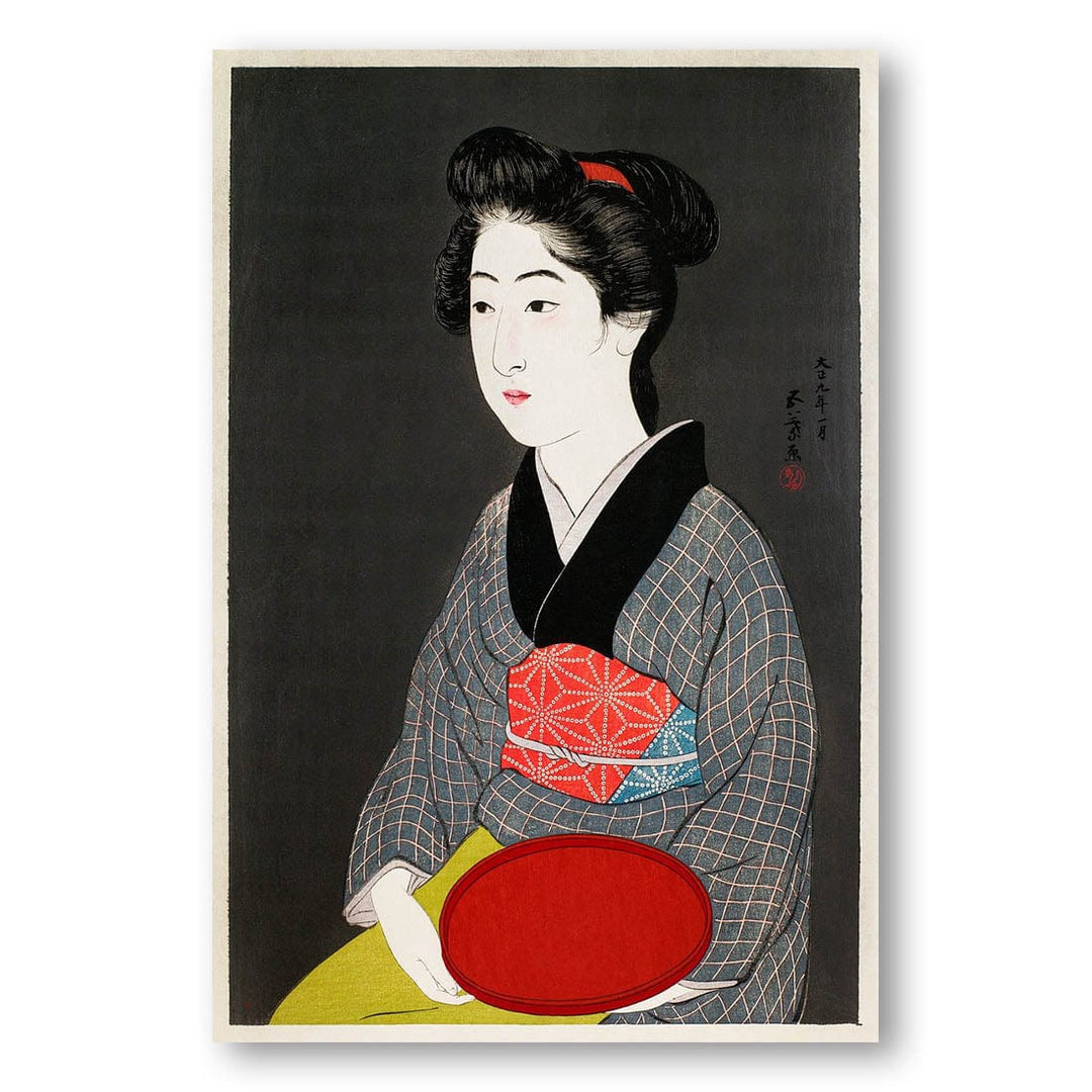 Waitress Holding a Tray by Goyo Art Print