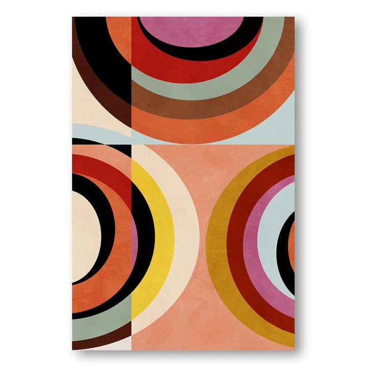 Warm Bauhaus Circles Art Print