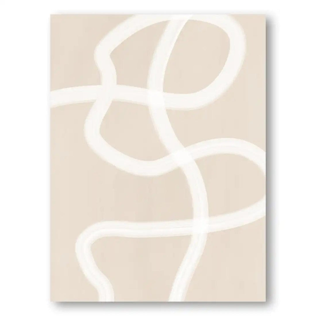White Brushstrokes in Neutral Abstract Art Print 2