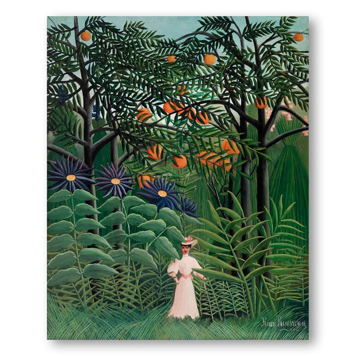 Woman Walking in an Exotic Forest by Henri Rousseau Art Print