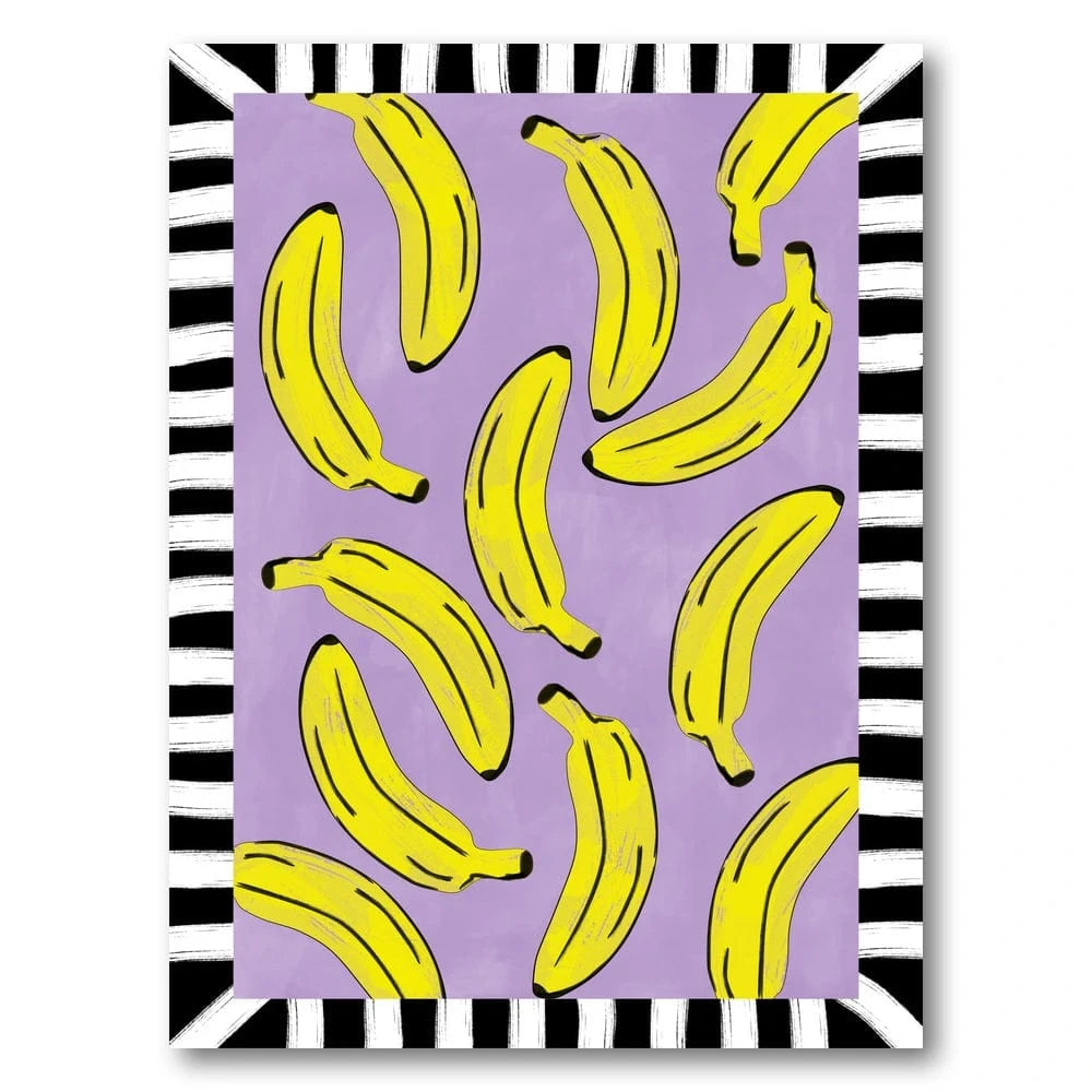 Yellow Bananas Striped Frame Art Print