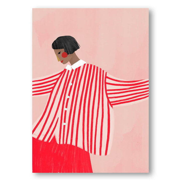 Stripe Elegance in Rosy Hues Art Print