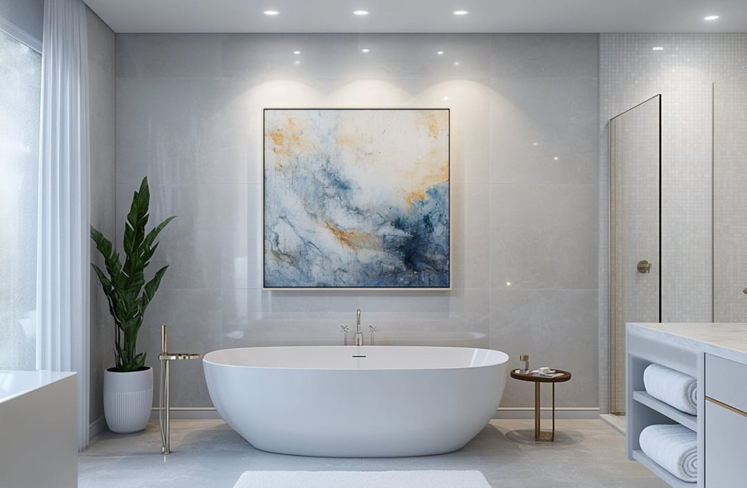 Transform Your Coastal Bathroom with Abstract Art: A Stone & Gray Guide