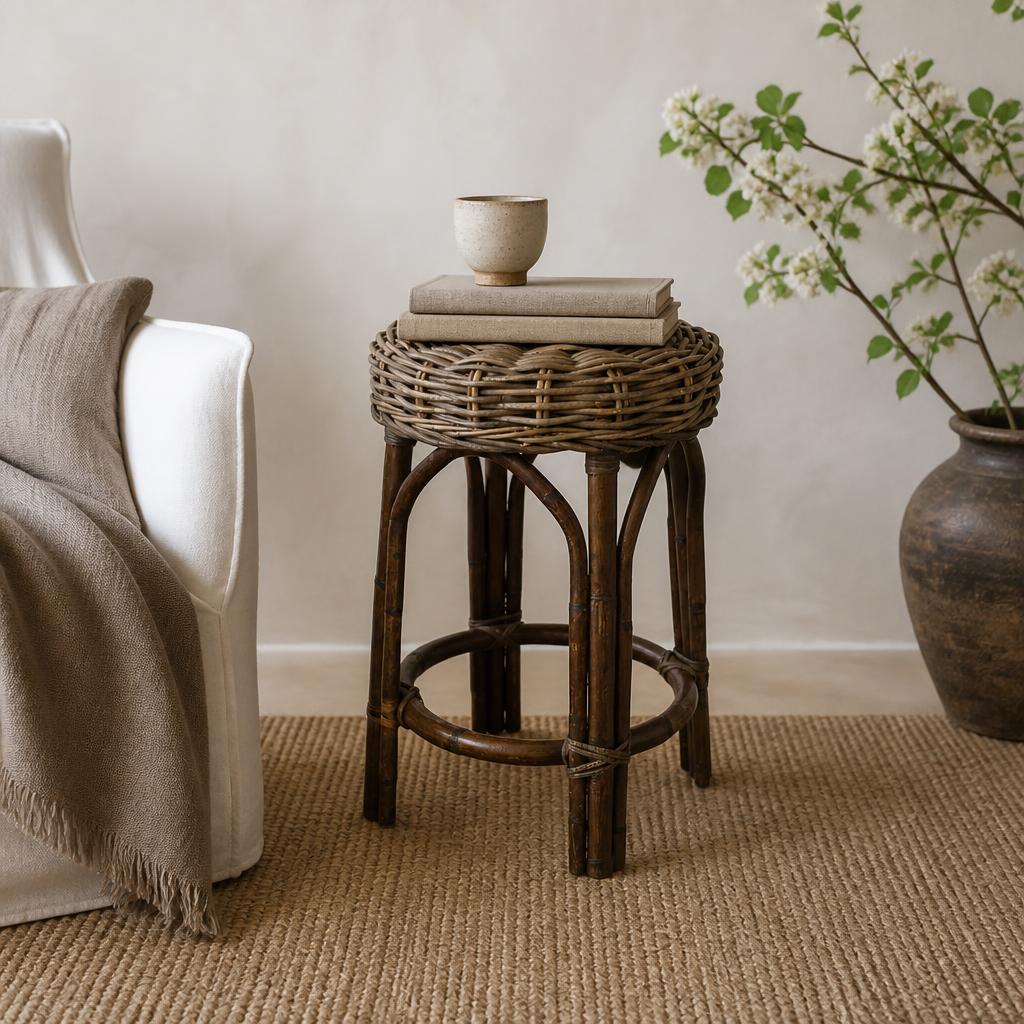 Rattan Counter Stool styled in a room