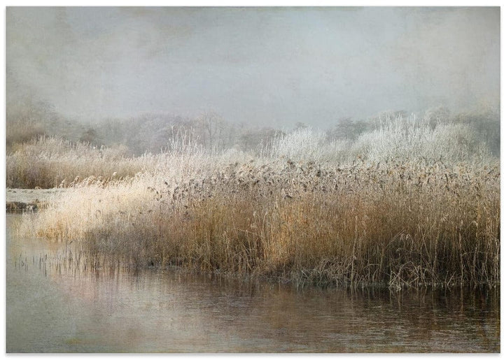 Mist over Marshes Mounted Canvas + Light Oak Look Floater Frame