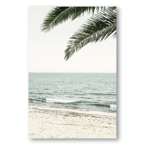 Tropical Serenity Palm Fronds Overhead View Beach Print