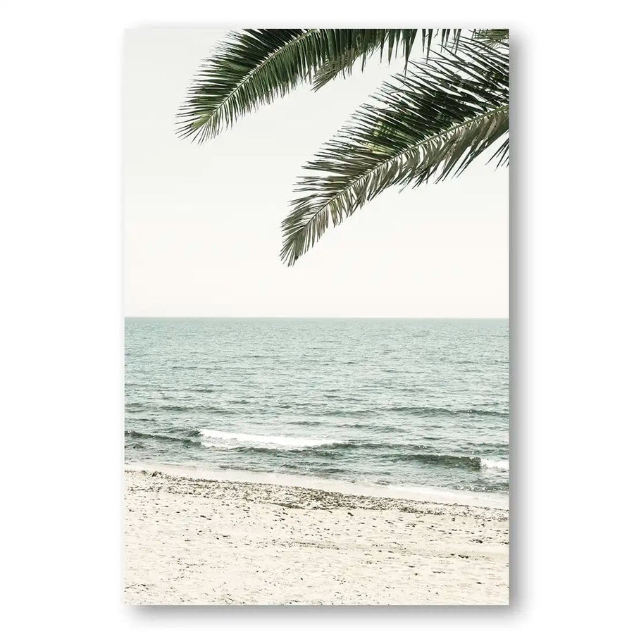 Tropical Serenity Palm Fronds Overhead View Beach Print