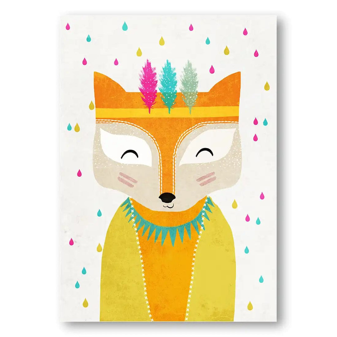 Whimsical Fox with Feathers Print