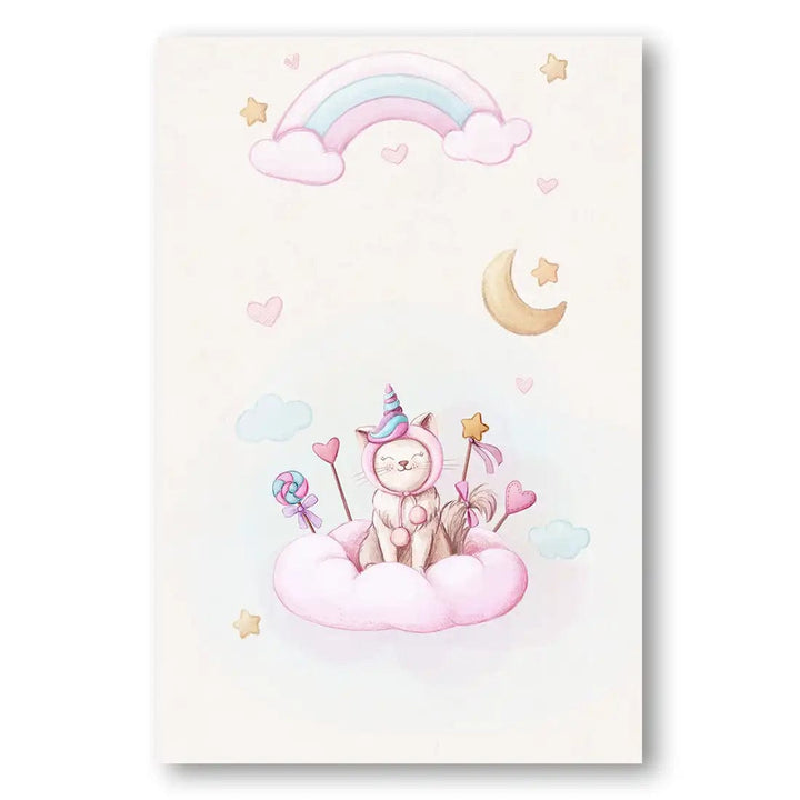 Whimsical Unicorn Cat Print