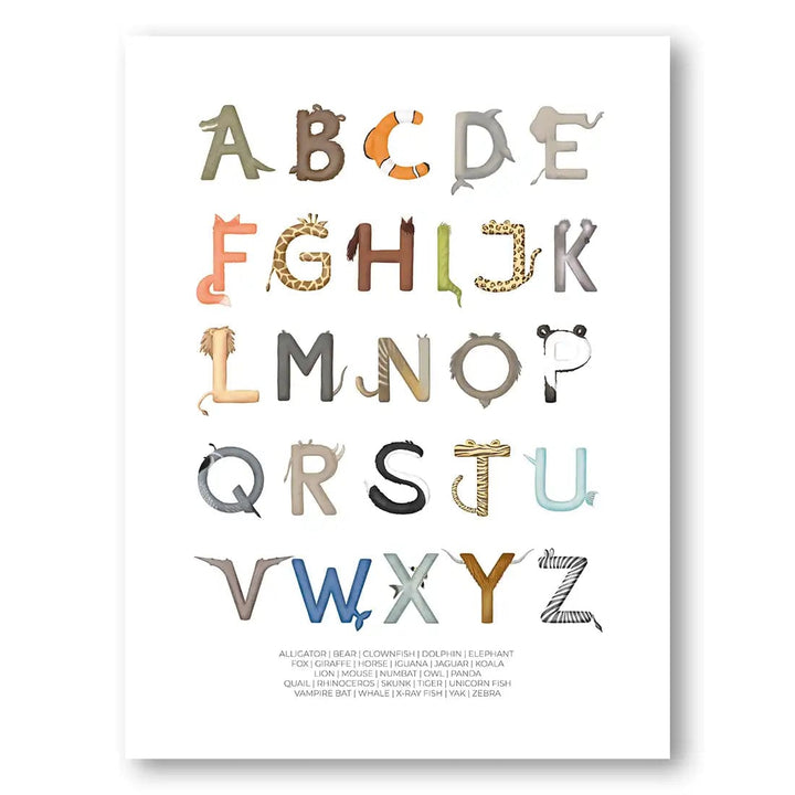 Whimsical Wildlife Alphabet Children's Art Print