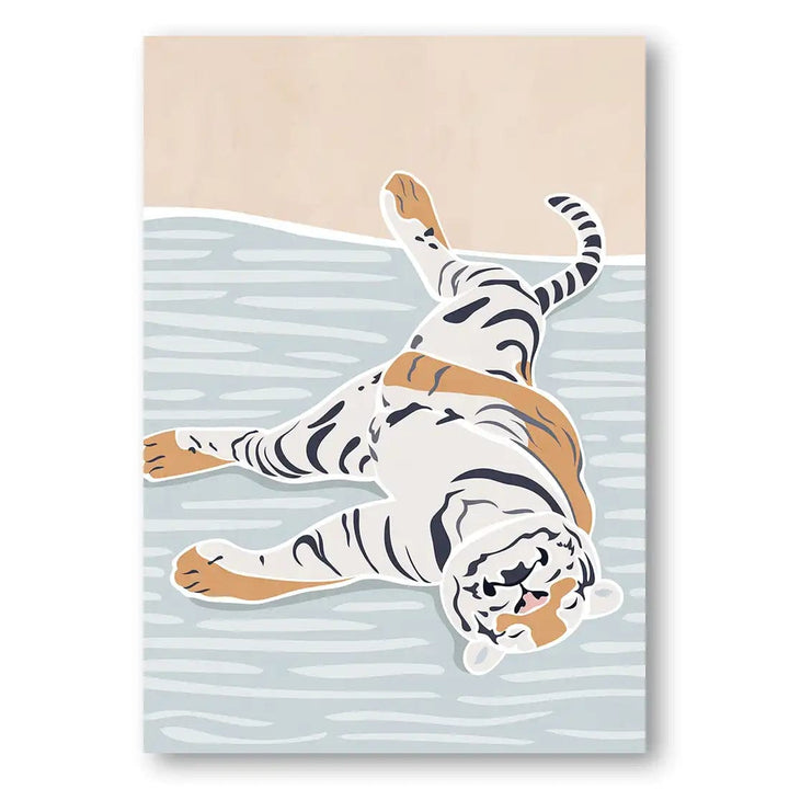 Scandi Sleeping Tiger Children's Art Print