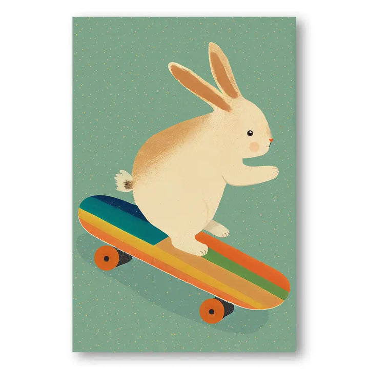 Bunny On Skateboard by Treechild Print