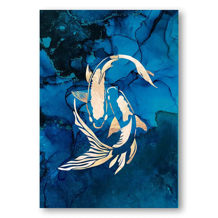 Gold Koi Fish Swimming Print