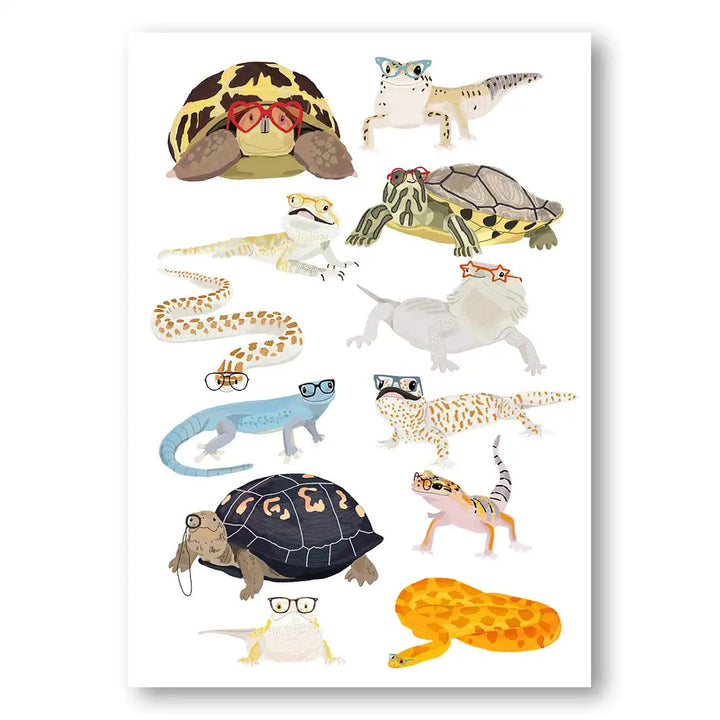 Whimsical Reptiles in Spectacles Print