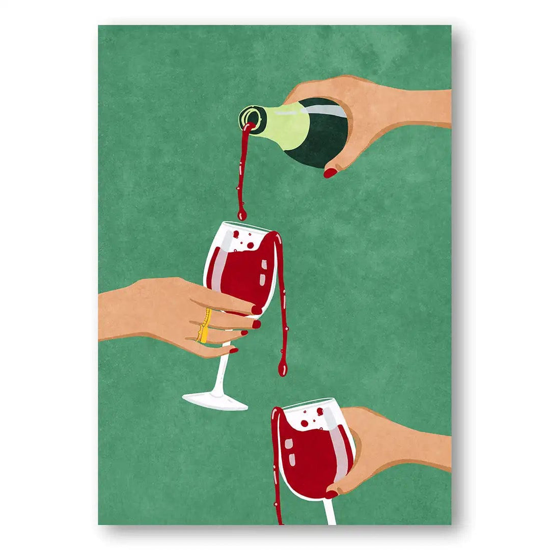 Cheers Girls Red Wine Art Print