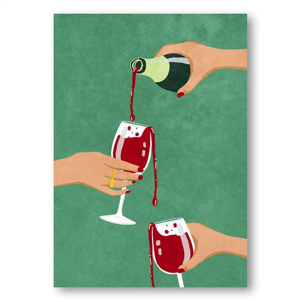 Cheers Girls Red Wine Art Print