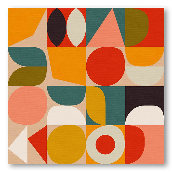 Bauhaus Modern Shapes Geometric Circles And Curves Grid Art Print