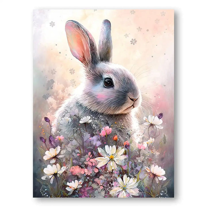 Rabbit and Flowers 2 by Bilge Paksoylu Print