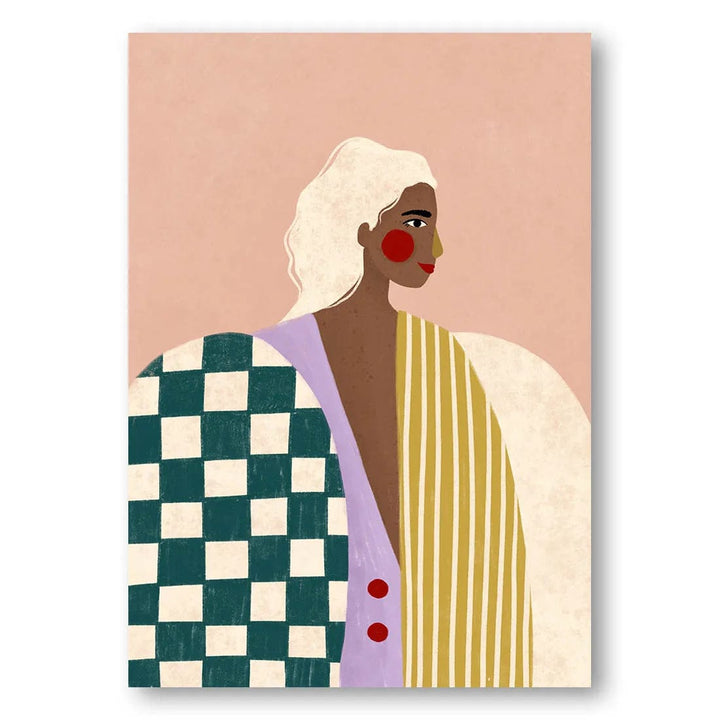 Colorful Checker Abstract Contemporary Feminine Wall Art Print