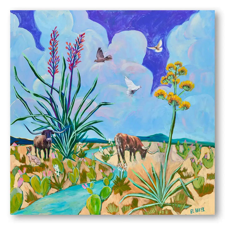 Desert Oasis Symphony Contemporary Landscape Art Print