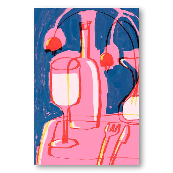 Cerulean Elegance Contemporary Drinks Art Print