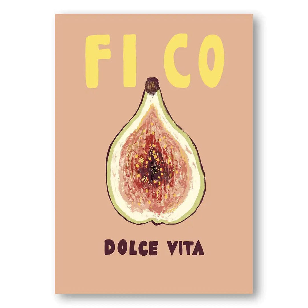 Fico Dolce Vita fig and sweet life themed art print with Italian food culture motifs