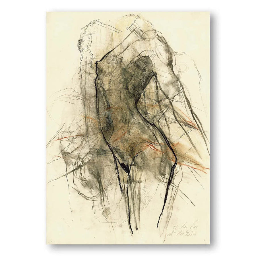 Ethereal Grace Contemporary Feminine Wall Layered Charcoal Torso Study Art Print