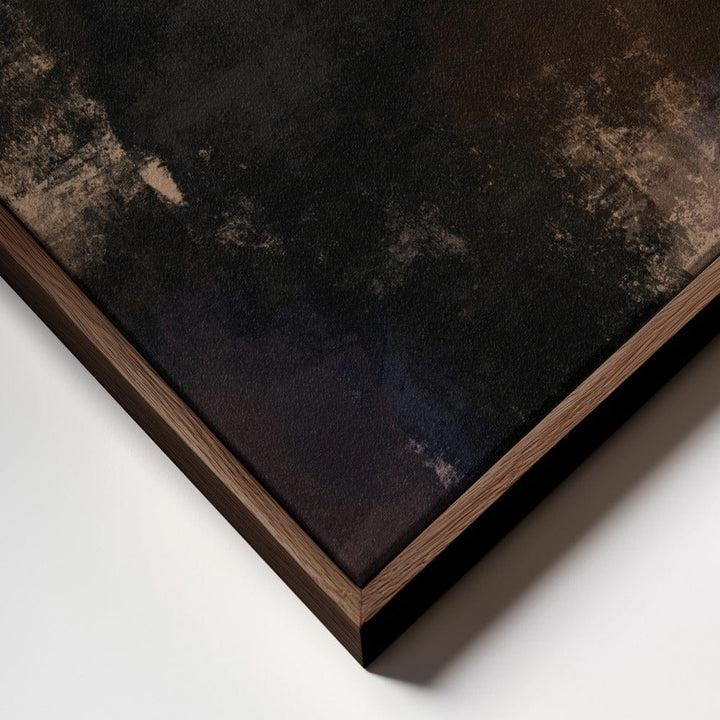 Obsidian View Mounted Canvas + Walnut Look Floater Frame