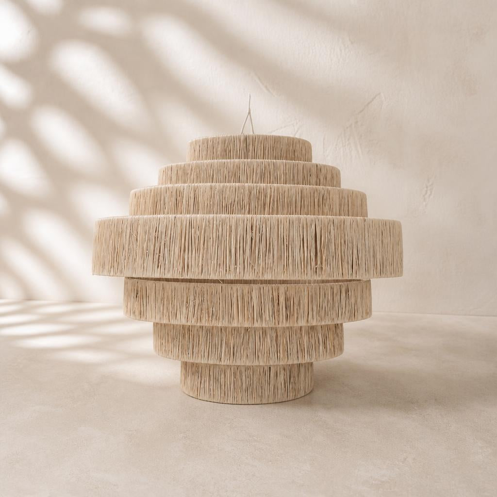 Terraced Raffia Pendant Light, studio view