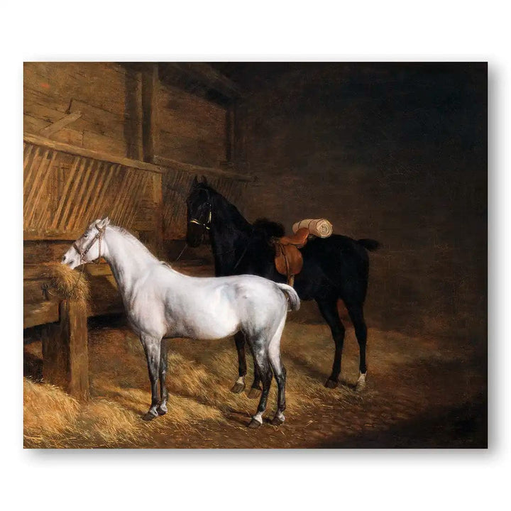 A Grey Pony & Black Charger by Jacques-Laurent Agasse