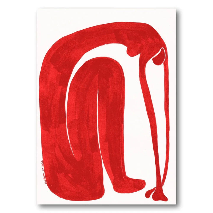 Crimson Contemplation Abstract Art Print