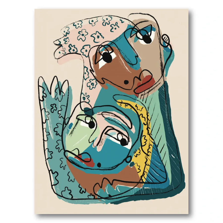 Abstract Faces Embrace Art Print