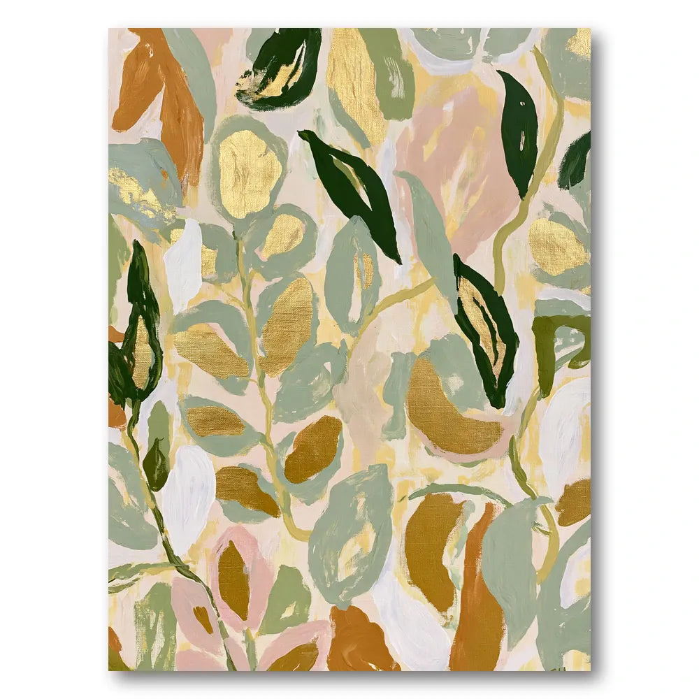 Abstract Gold Leaves Art Print