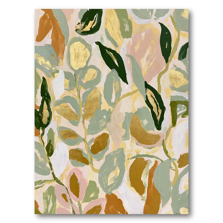 Abstract Gold Leaves Art Print